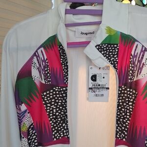 Desigual White Jacket with Multicolor Accents